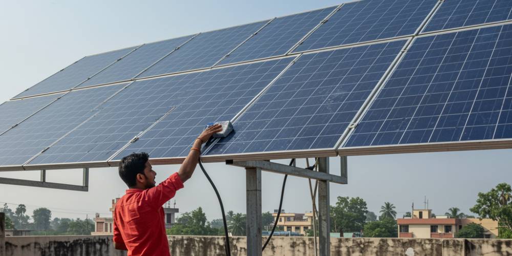 solar panel Cleaning Wallpaper
